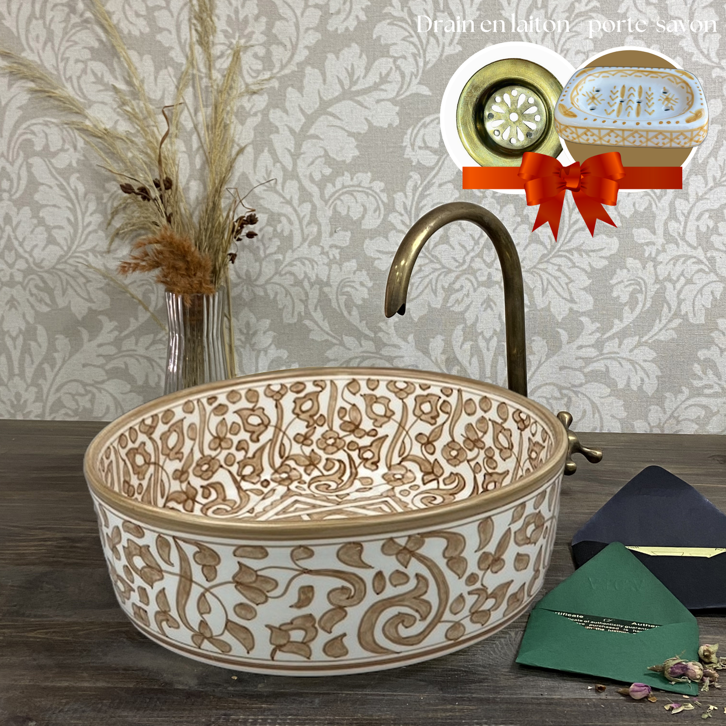 Vasque marocaine verte - traditionnelle pour salle de bain
