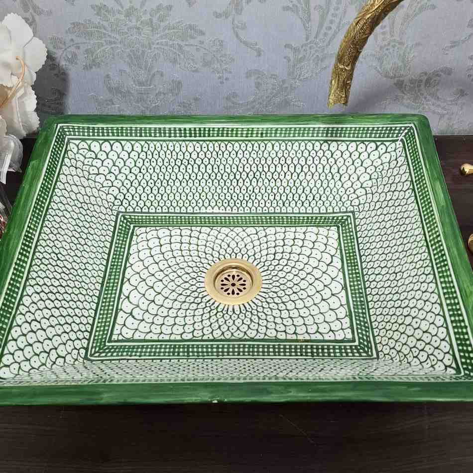 Green Fish-scale Moroccan vessel sink