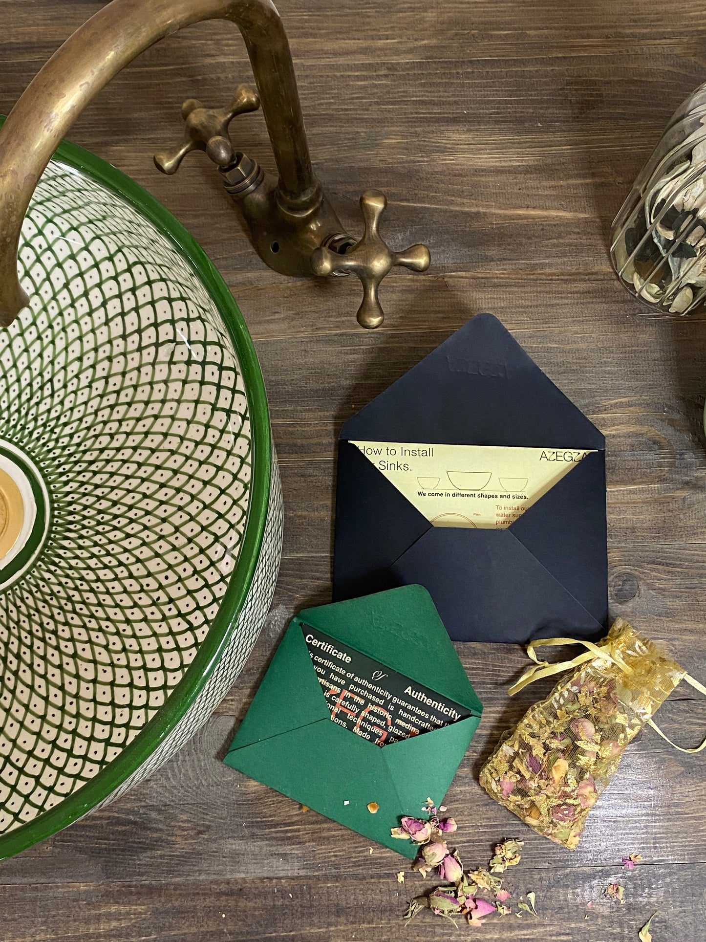 Green sink bowl - Moroccan painted ceramic sink