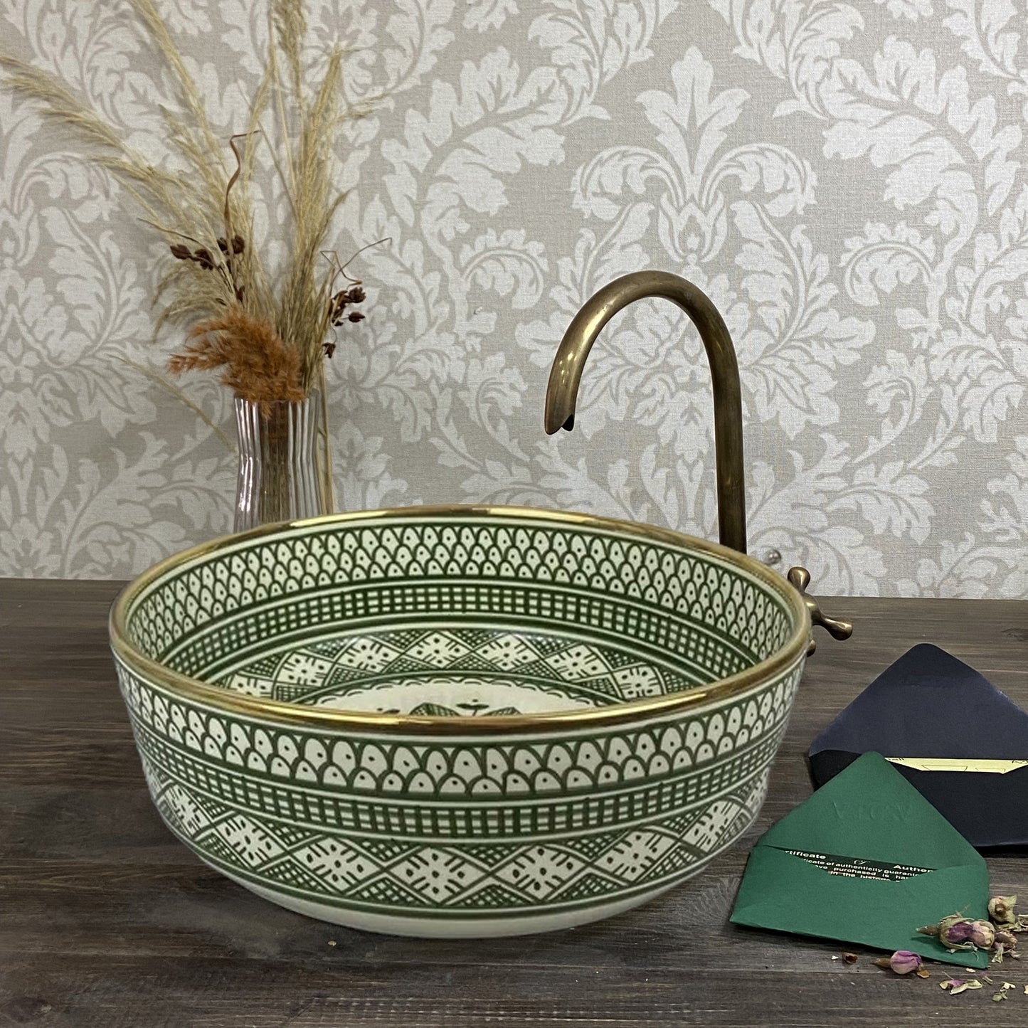 Moroccan Sink with brass rim - painted sinks in the bathroom