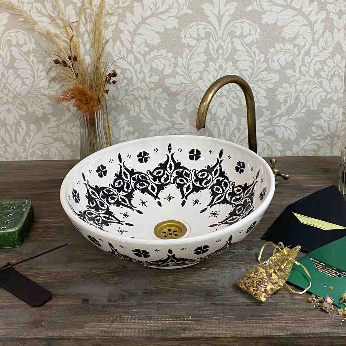 Round hand-painted Moroccan Vessel sink