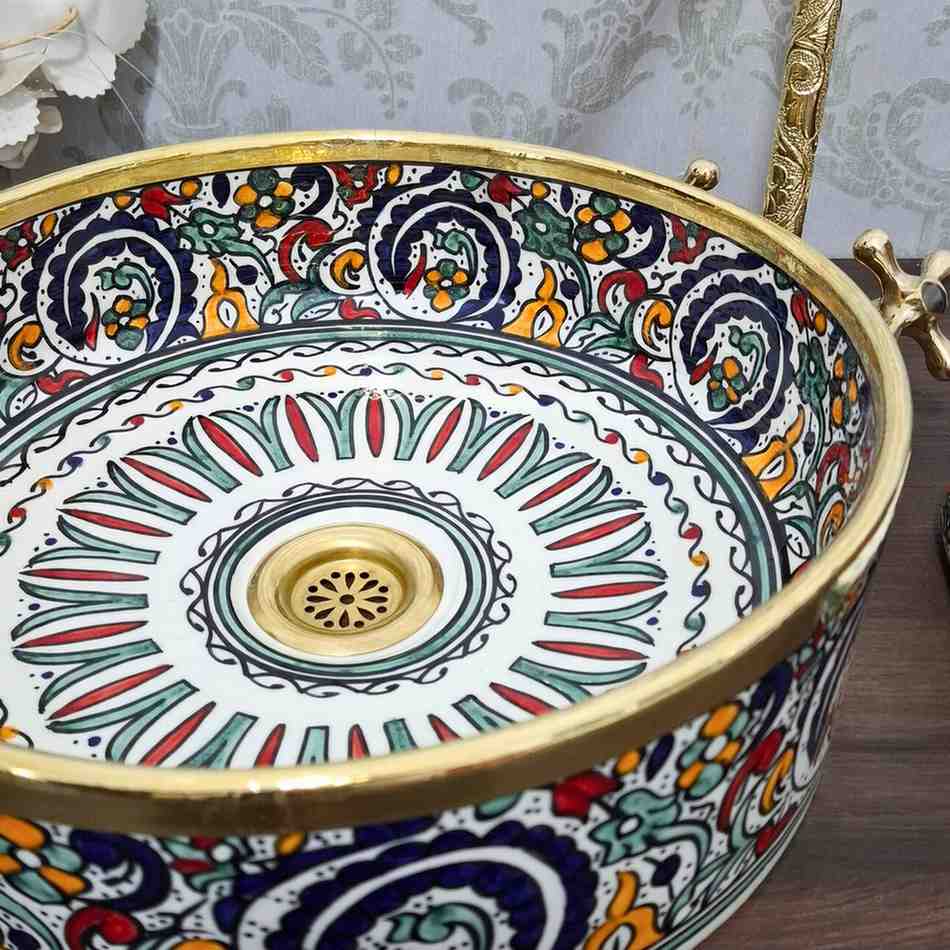 Stunning Moroccan sink bowl with Brass Rim