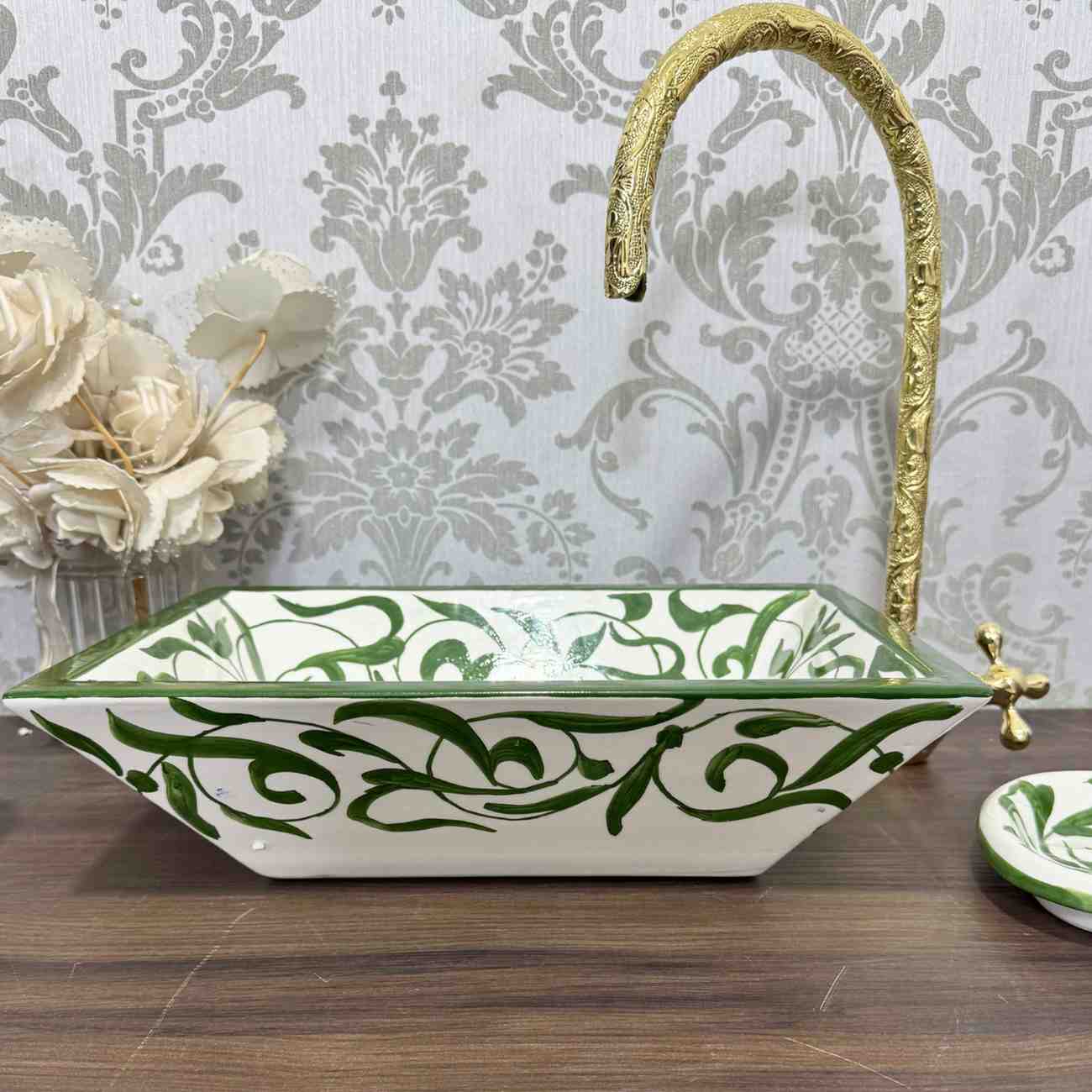 ceramic painted sink - antique hand wash basin