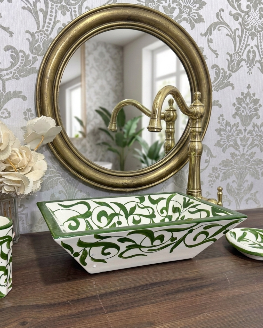 ceramic painted sink - antique hand wash basin