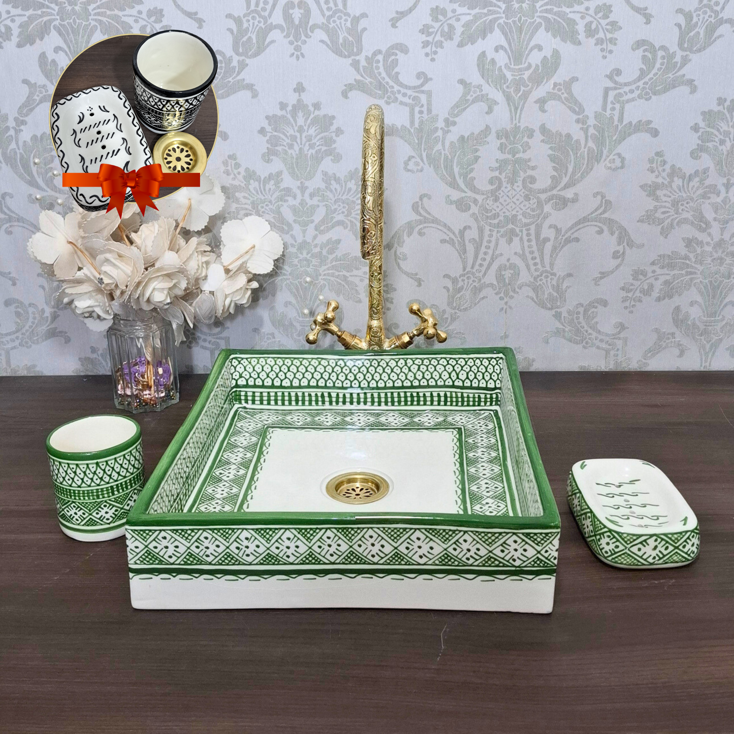 Authentic Moroccan Square Vessel Basin