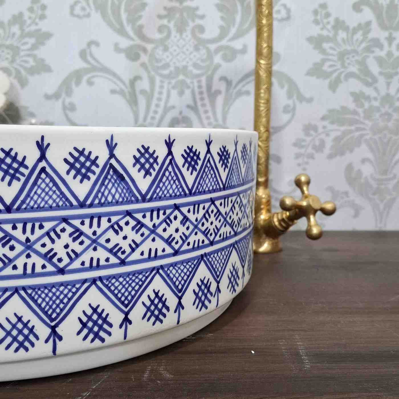 Blue Moroccan vessel sink - Handmade sink bowl