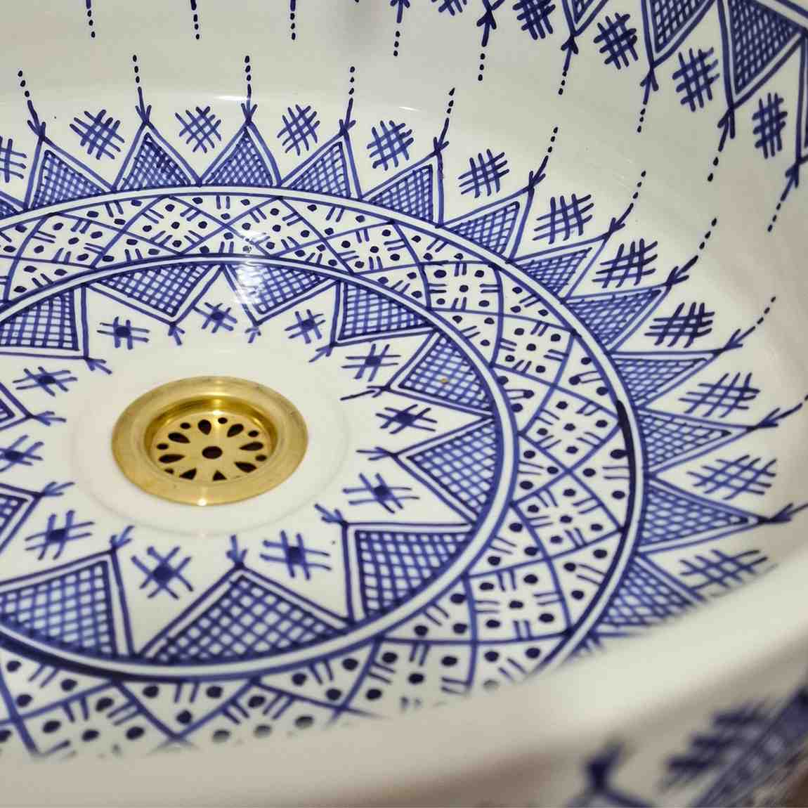Blue Moroccan vessel sink - Handmade sink bowl
