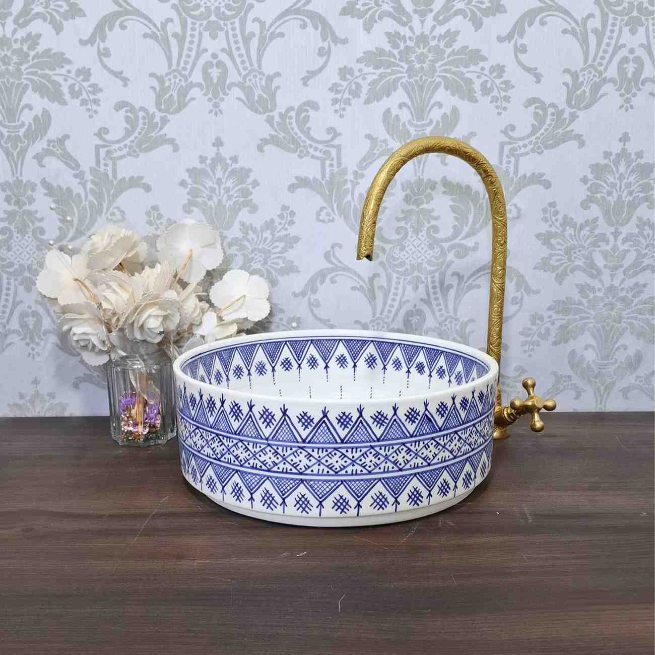 Blue Moroccan vessel sink - Handmade sink bowl