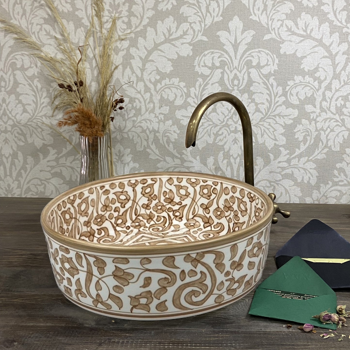 Vasque marocaine verte - traditionnelle pour salle de bain