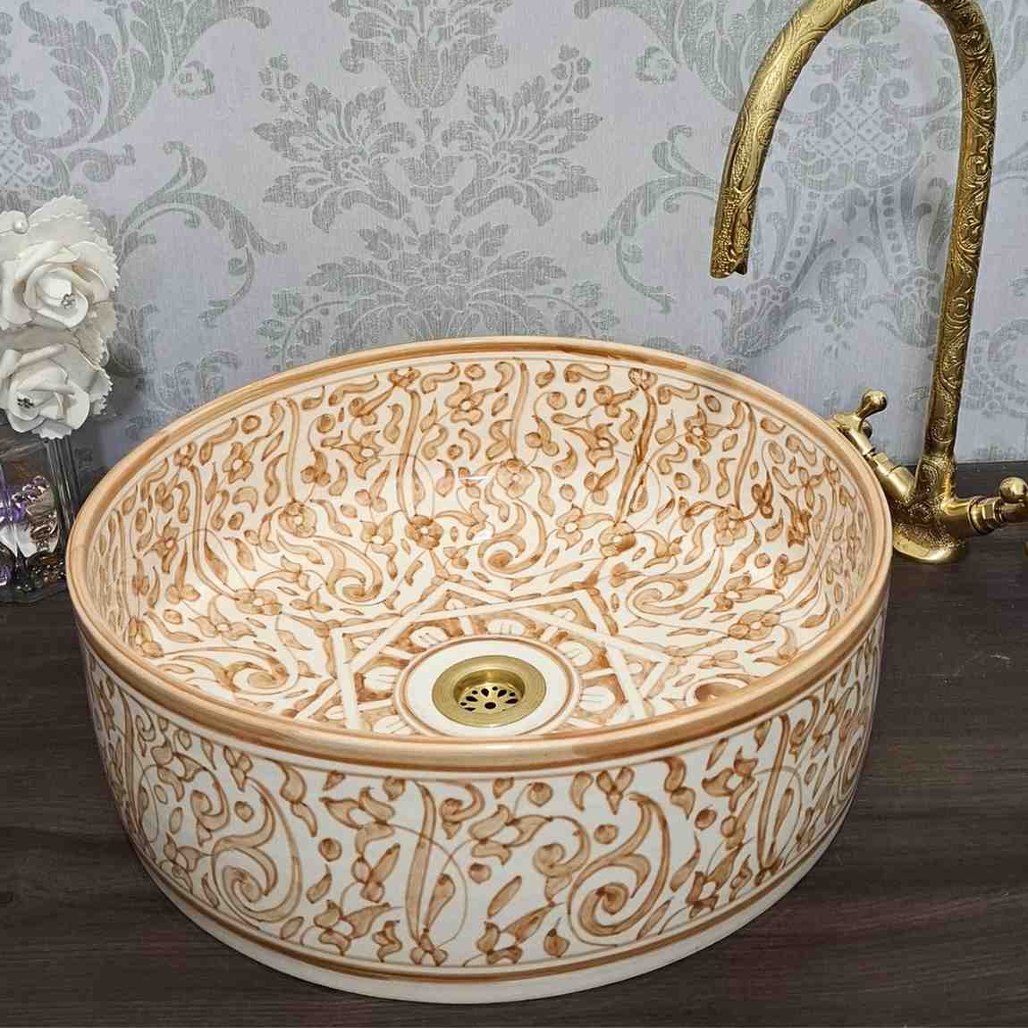 Floral Vasque marocaine - traditionnelle pour salle de bain
