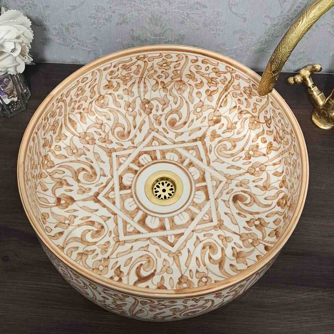 Floral Vasque marocaine - traditionnelle pour salle de bain