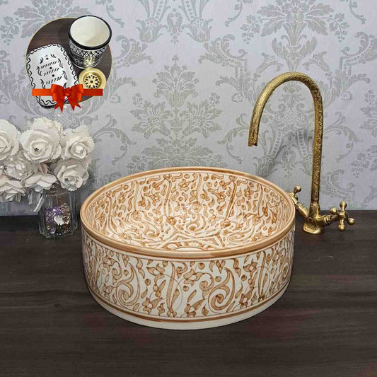 Floral Vasque marocaine - traditionnelle pour salle de bain