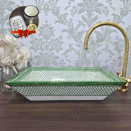 Green Fish-scale Moroccan vessel sink