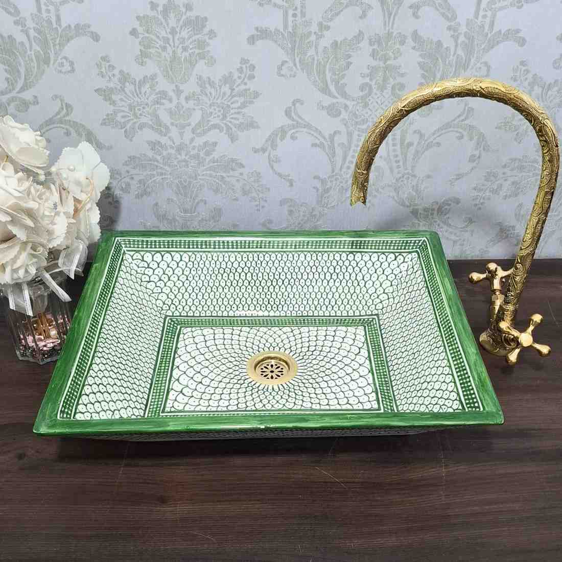 Green Fish-scale Moroccan vessel sink