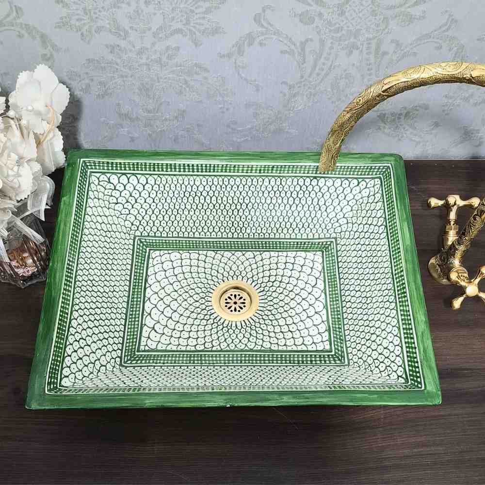 Green Fish-scale Moroccan vessel sink