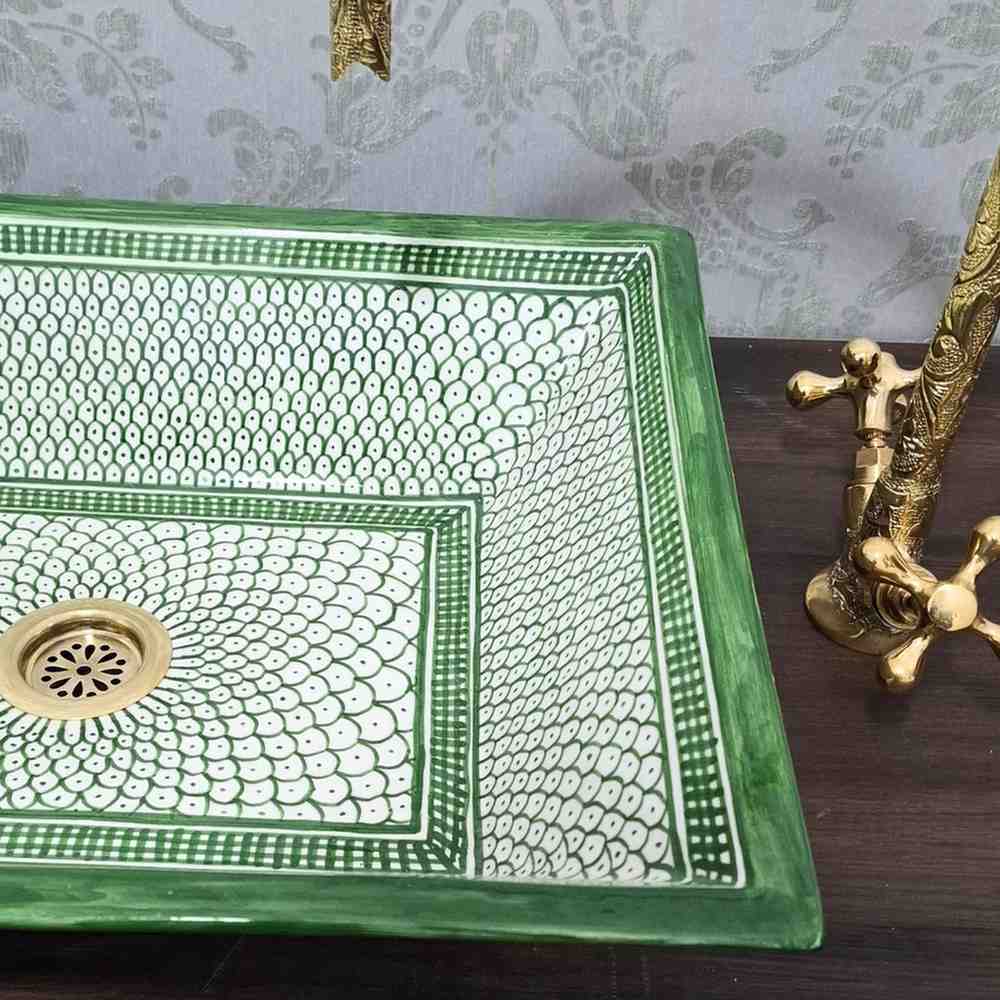 Green Fish-scale Moroccan vessel sink