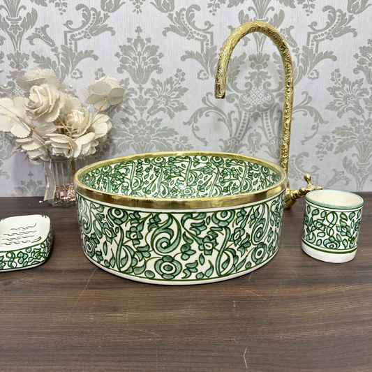 Green artisan sink - ceramic painted sink
