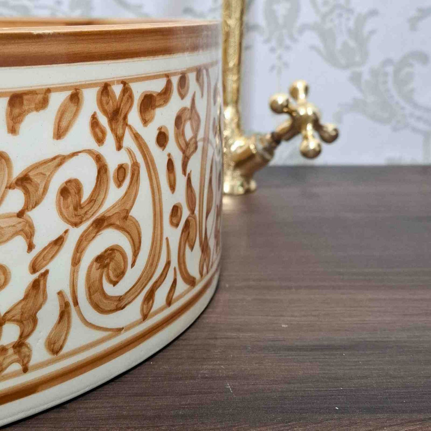 Hand-Painted Floral Ceramic Sink - countertop sink bathroom