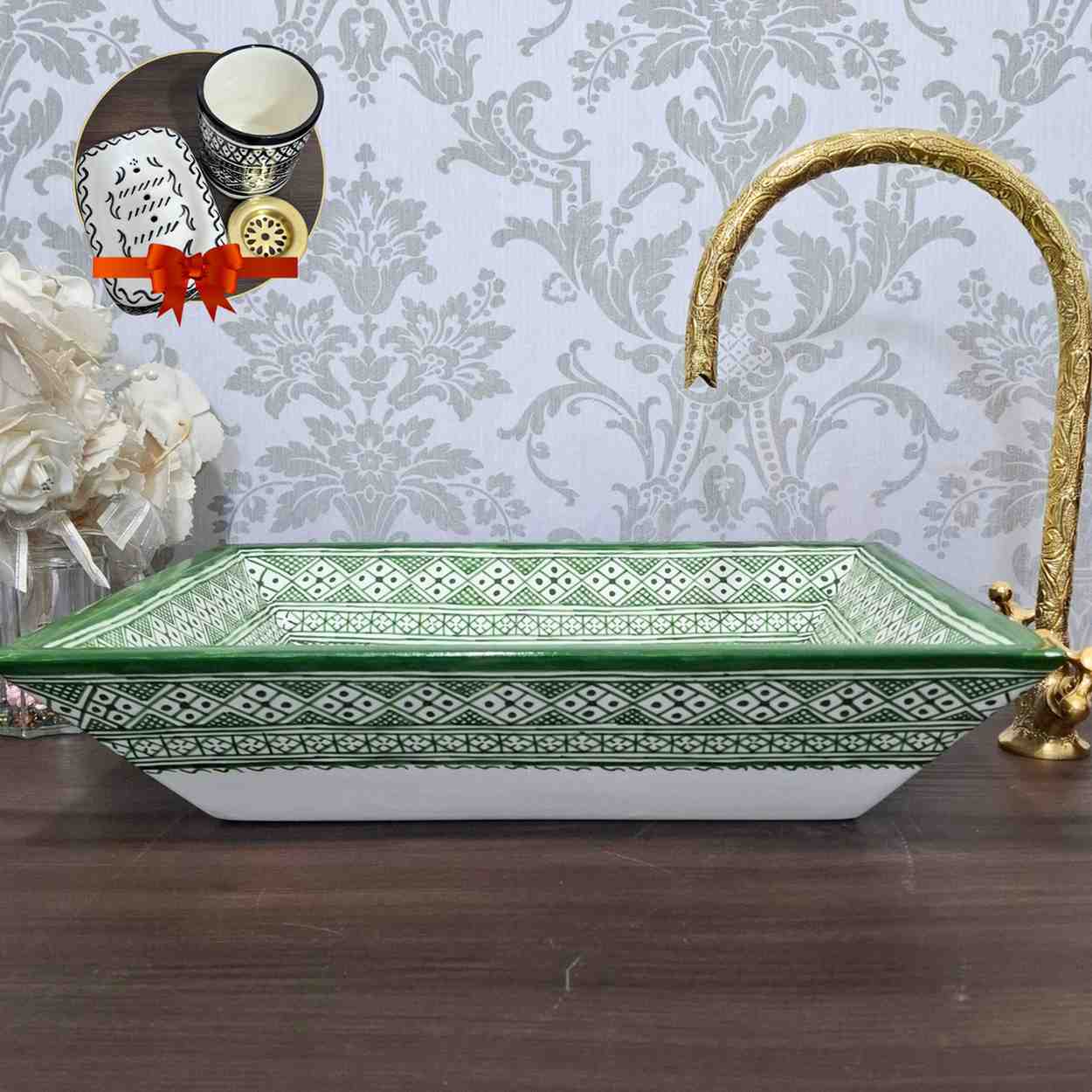 Handcrafted Rectangular Moroccan vessel Sink