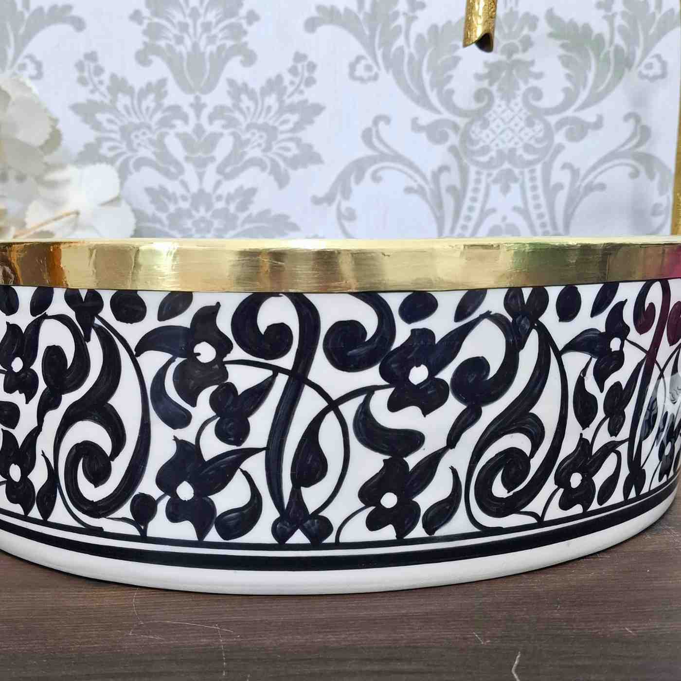 Handmade Moroccan sink bowl with a floral pattern