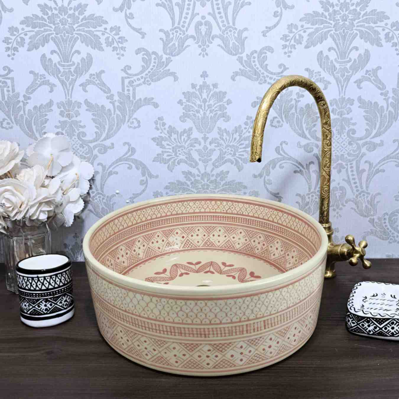 Pink Moroccan Sink - countertop sink bathroom