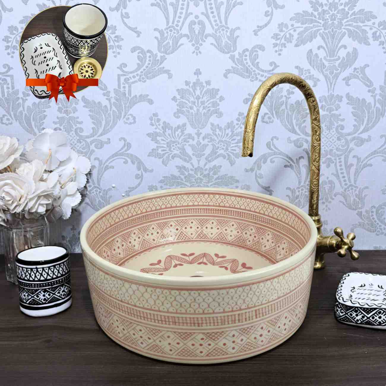 Pink Moroccan Sink - countertop sink bathroom