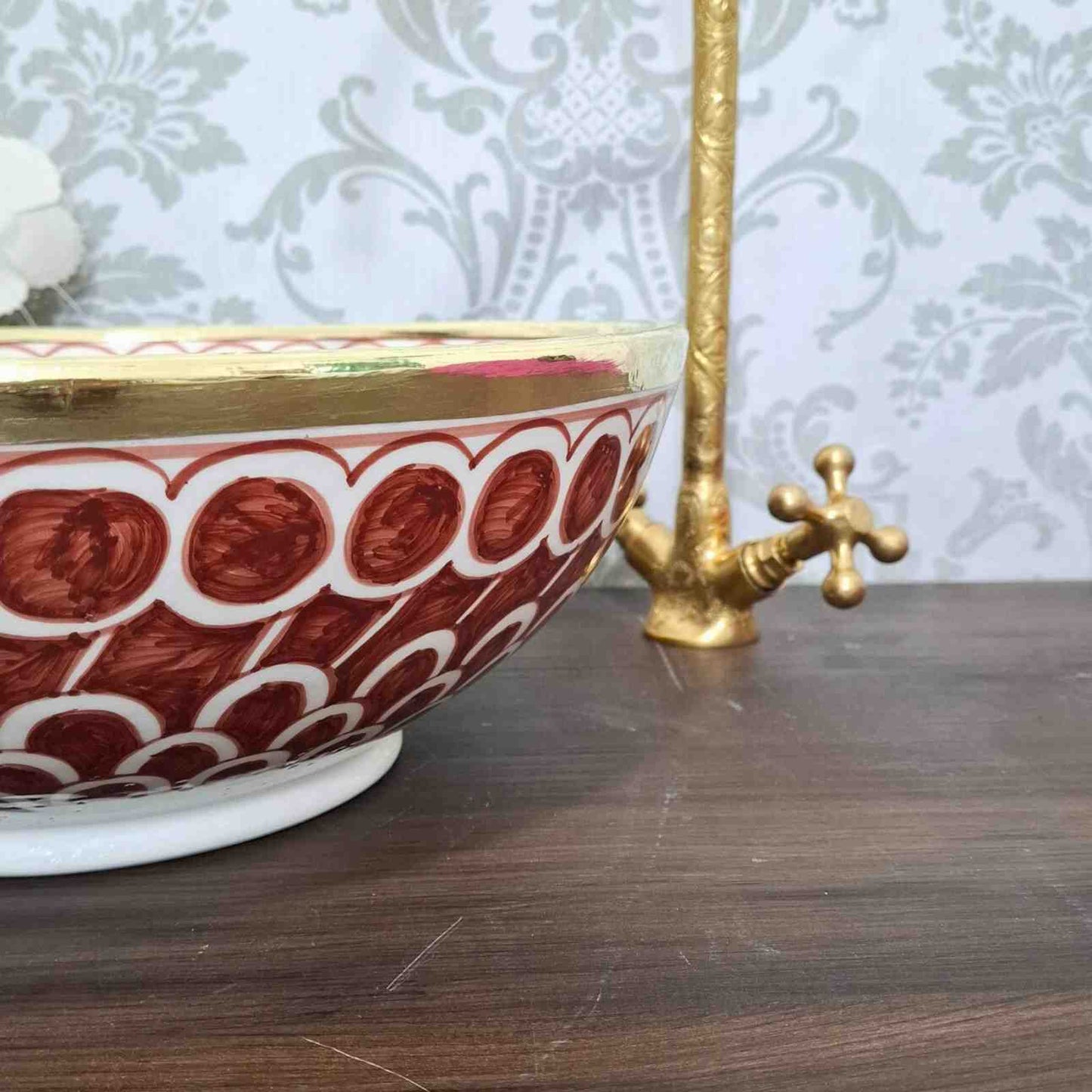 Vasque marocain avec rebord en laiton - vasque de salle de bain