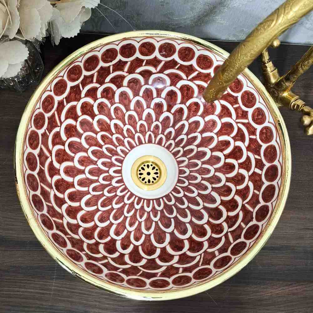 Vasque marocain avec rebord en laiton - vasque de salle de bain