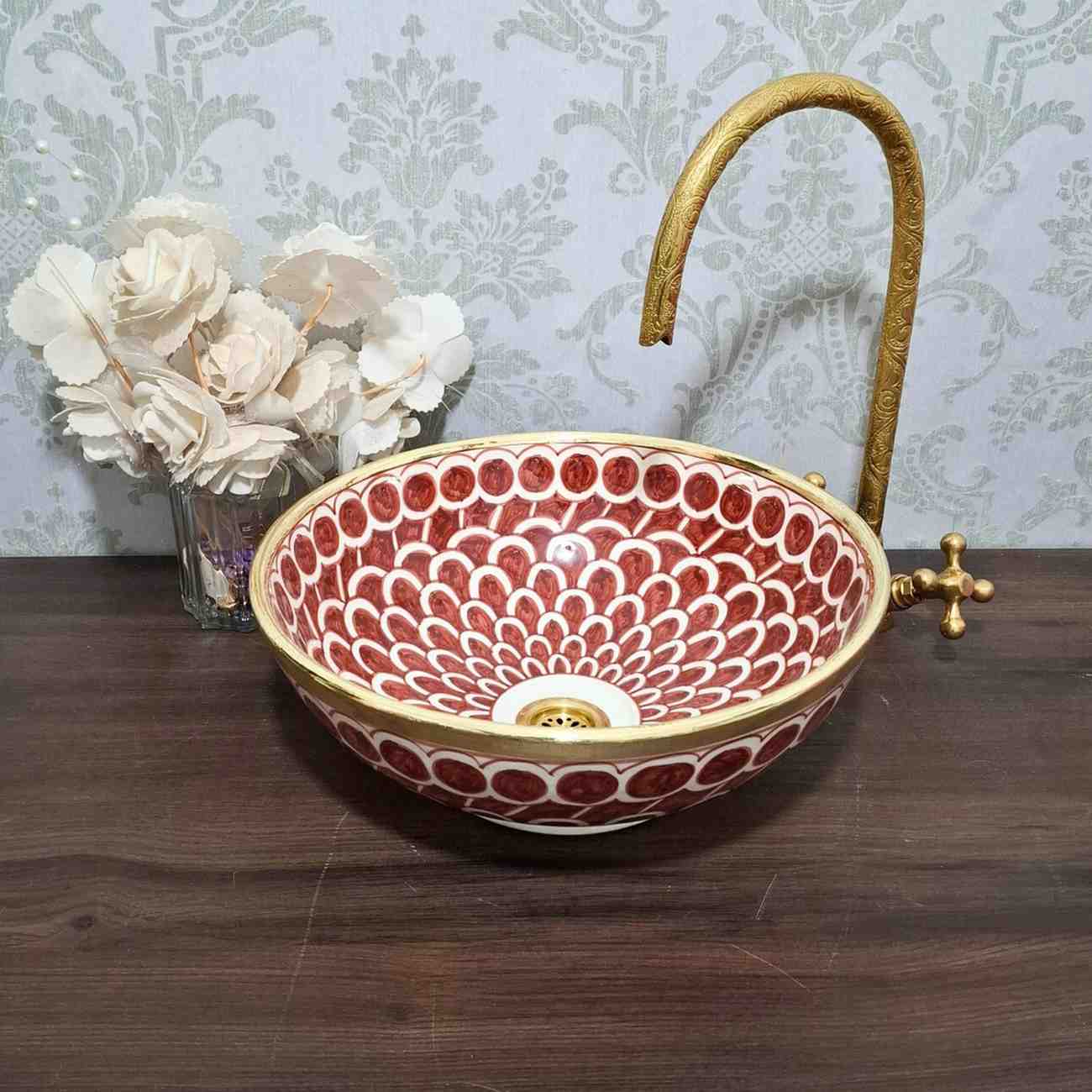 Vasque marocain avec rebord en laiton - vasque de salle de bain