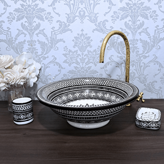 Round Black Moroccan Sink - painted sinks in the bathroom
