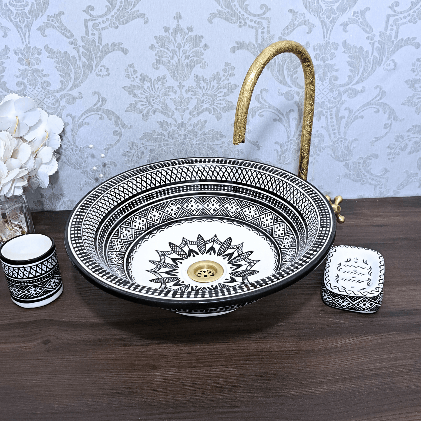 Round Black Moroccan Sink - painted sinks in the bathroom