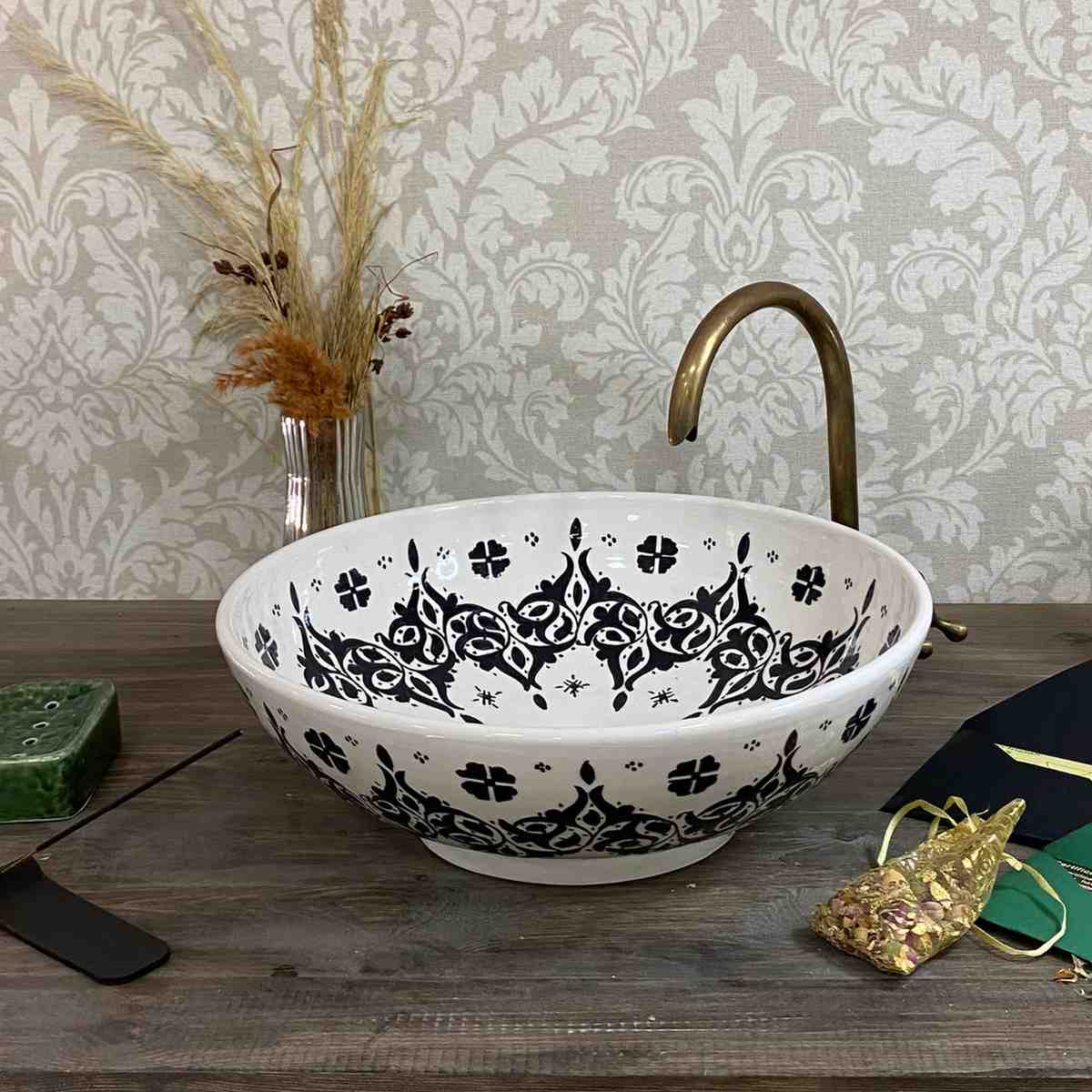 Round hand-painted Moroccan Vessel sink
