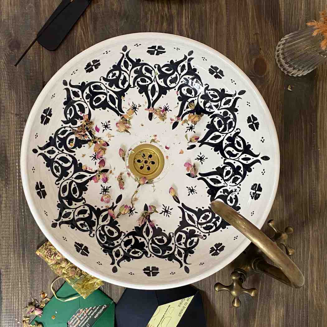 Round hand-painted Moroccan Vessel sink