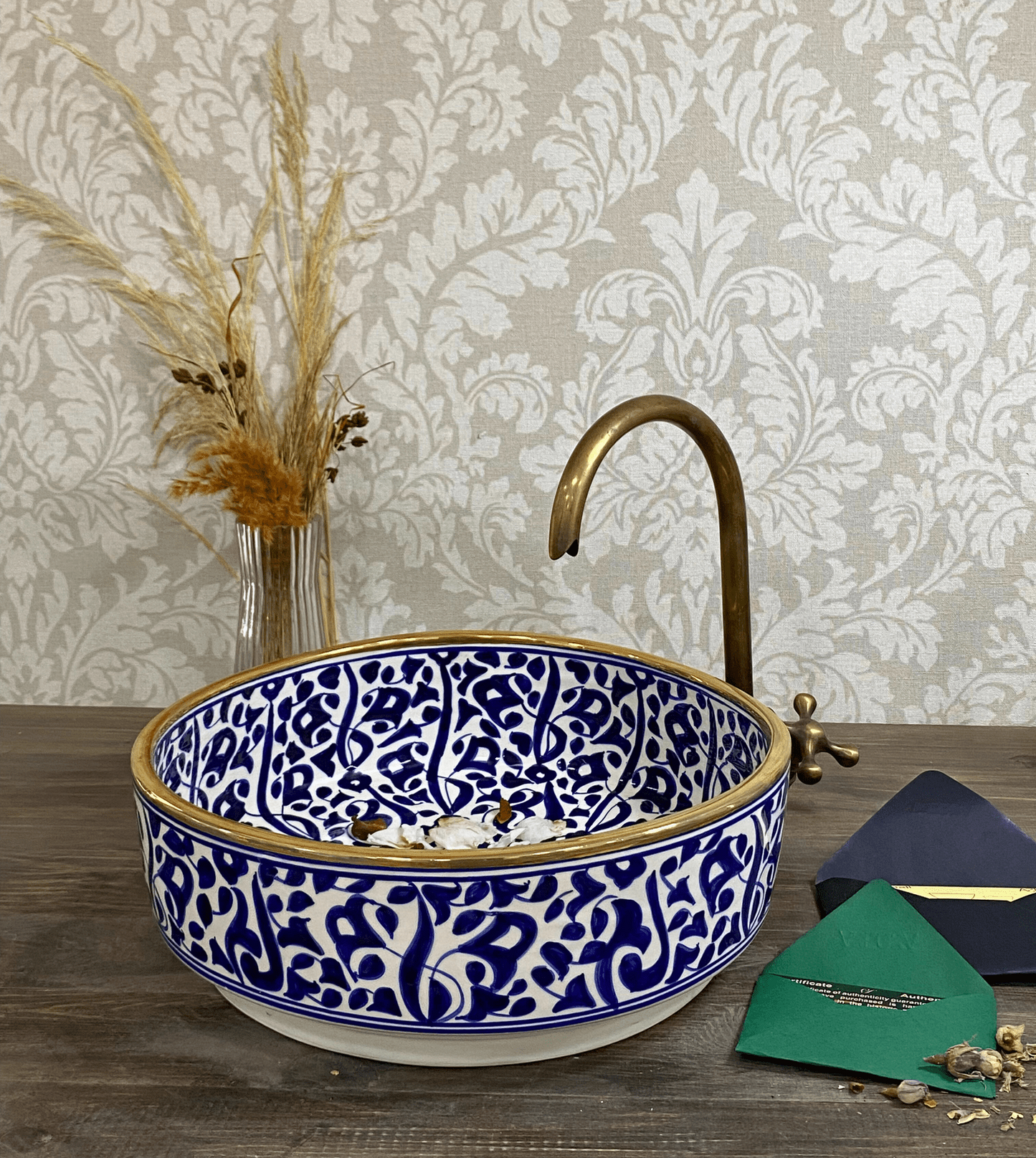 Stunning artisan basin - green handmade ceramic sink for vanity