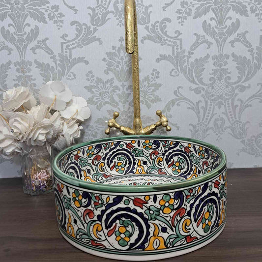 Vasque marocaine verte - traditionnelle pour salle de bain