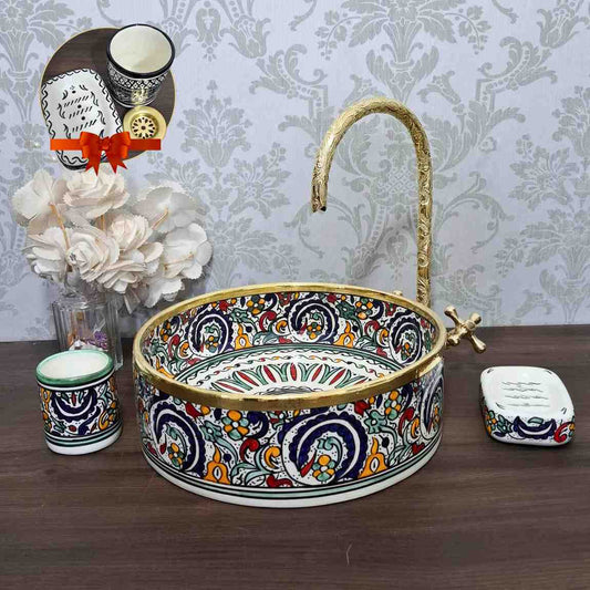 Stunning Moroccan sink bowl with Brass Rim