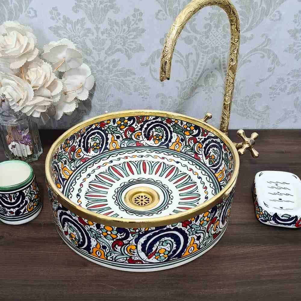 Stunning Moroccan sink bowl with Brass Rim
