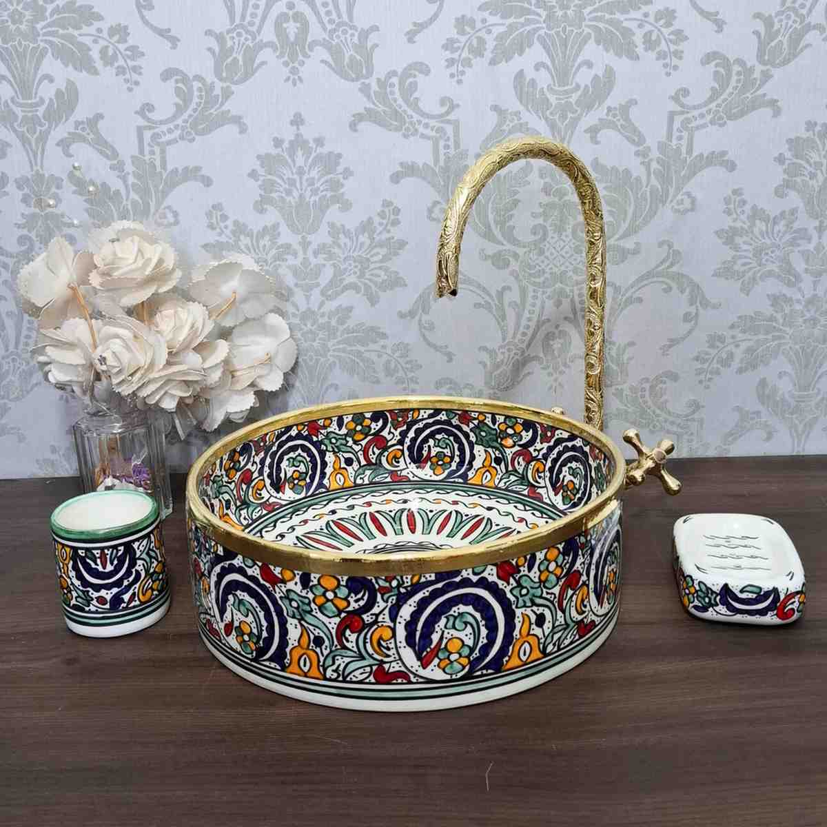 Stunning Moroccan sink bowl with Brass Rim
