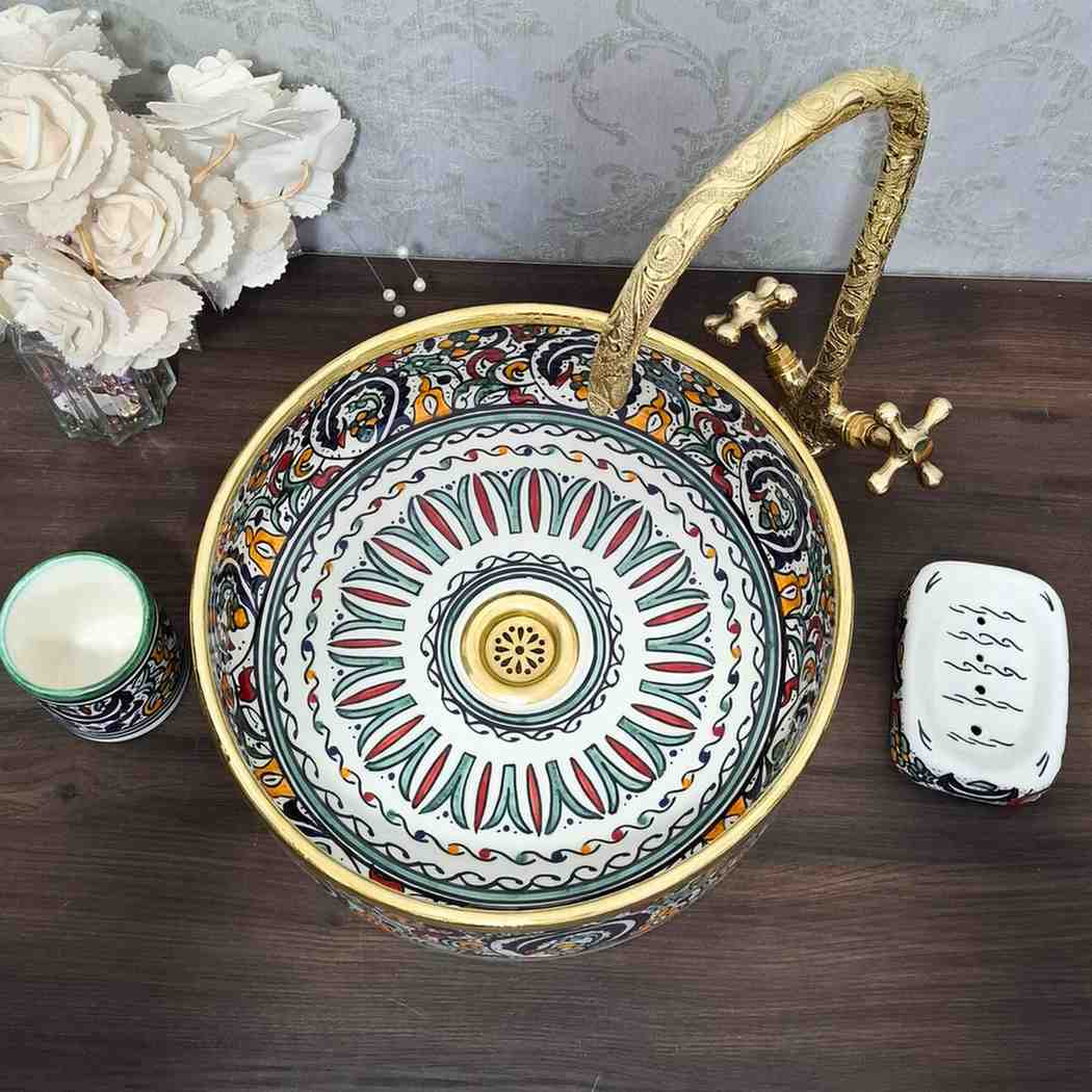 Stunning Moroccan sink bowl with Brass Rim
