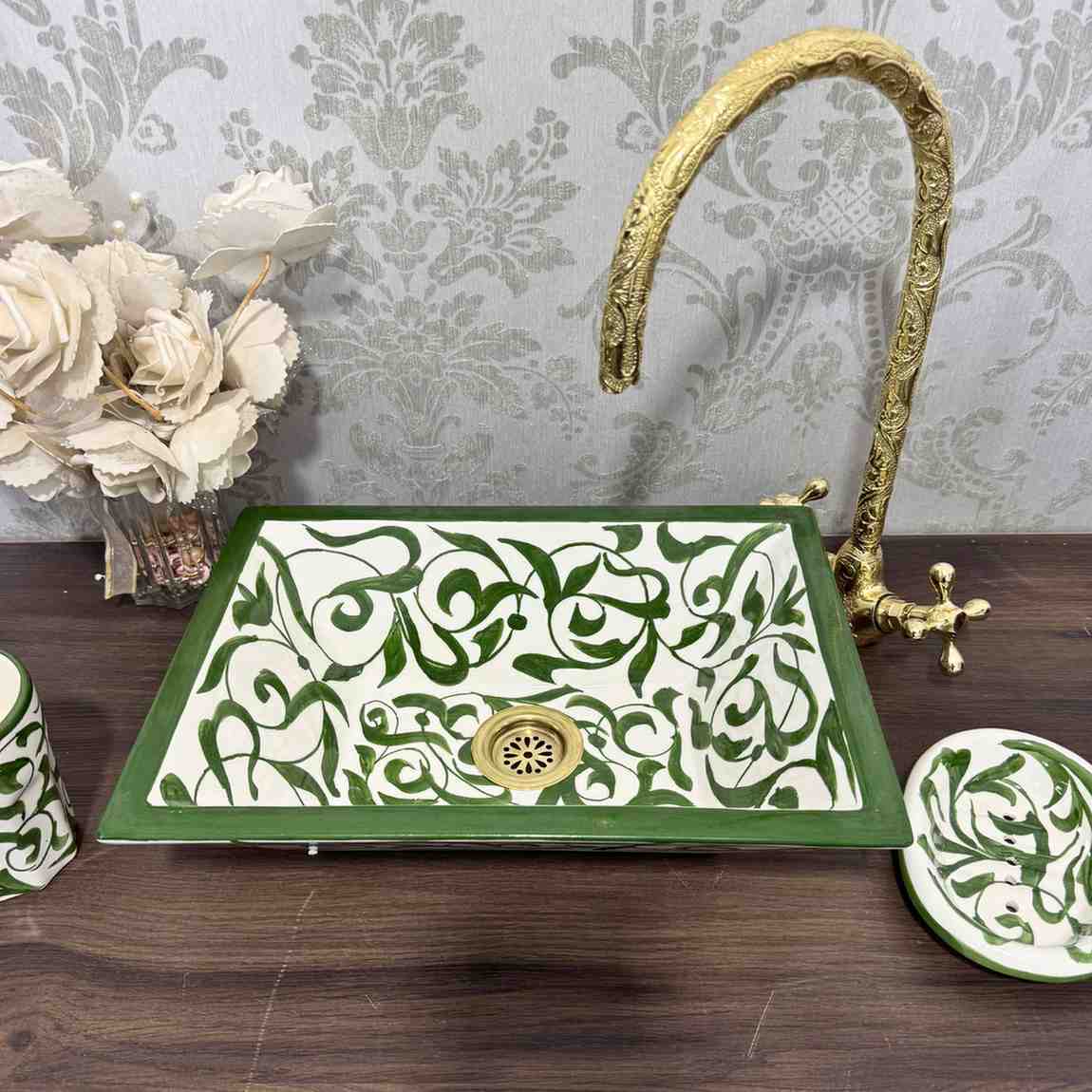 ceramic painted sink - antique hand wash basin