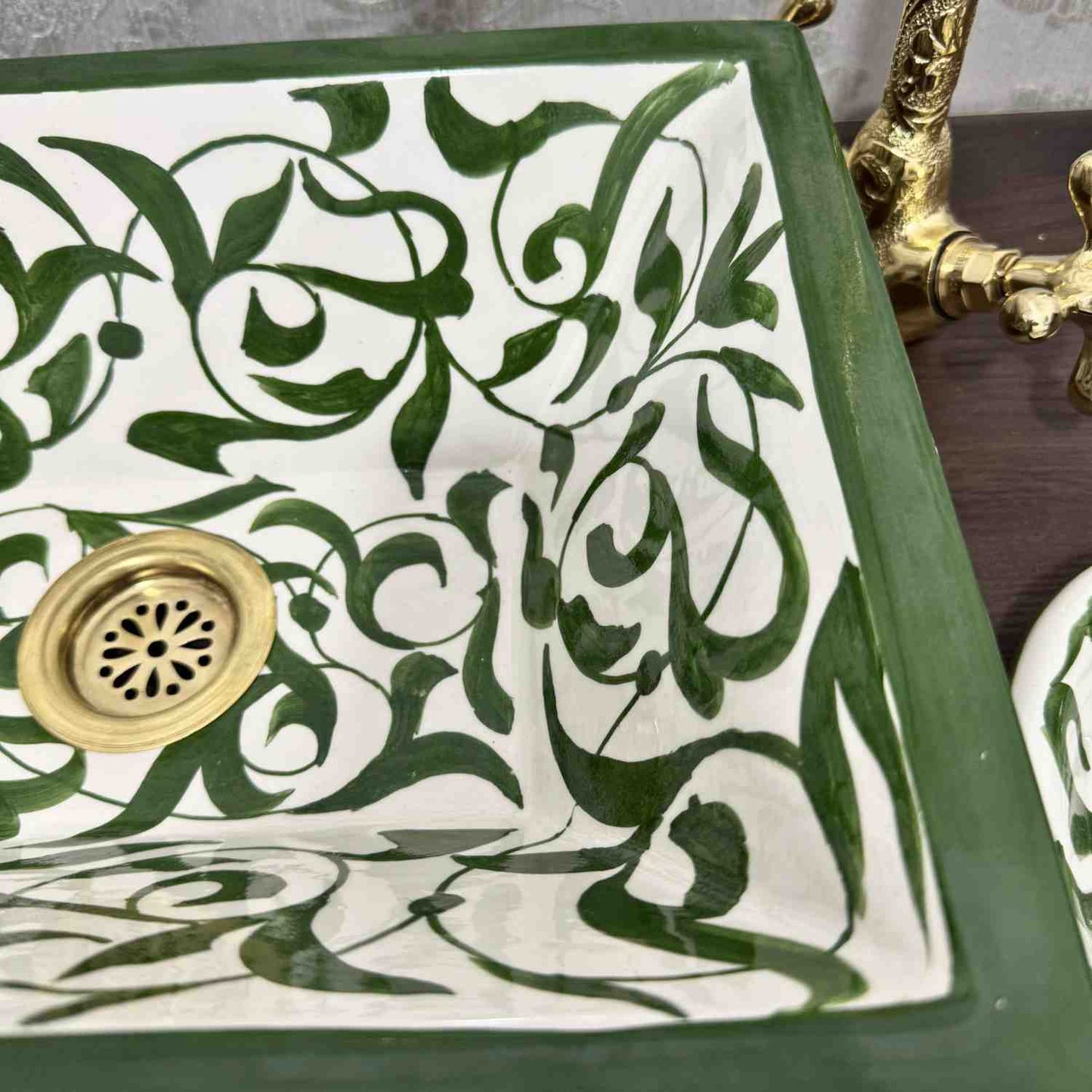 ceramic painted sink - antique hand wash basin