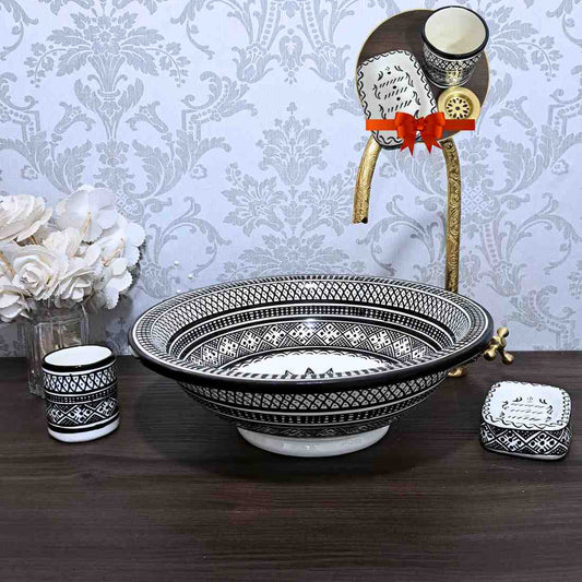 Round Black Moroccan Sink - painted sinks in the bathroom