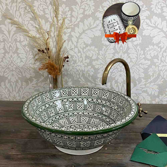 Vasque marocain vert - lavabos peints dans la salle de bain