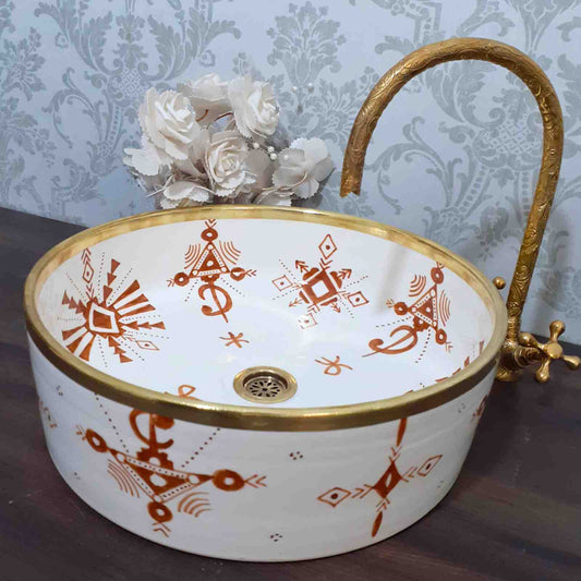 hand-painted ceramic vessel basin
