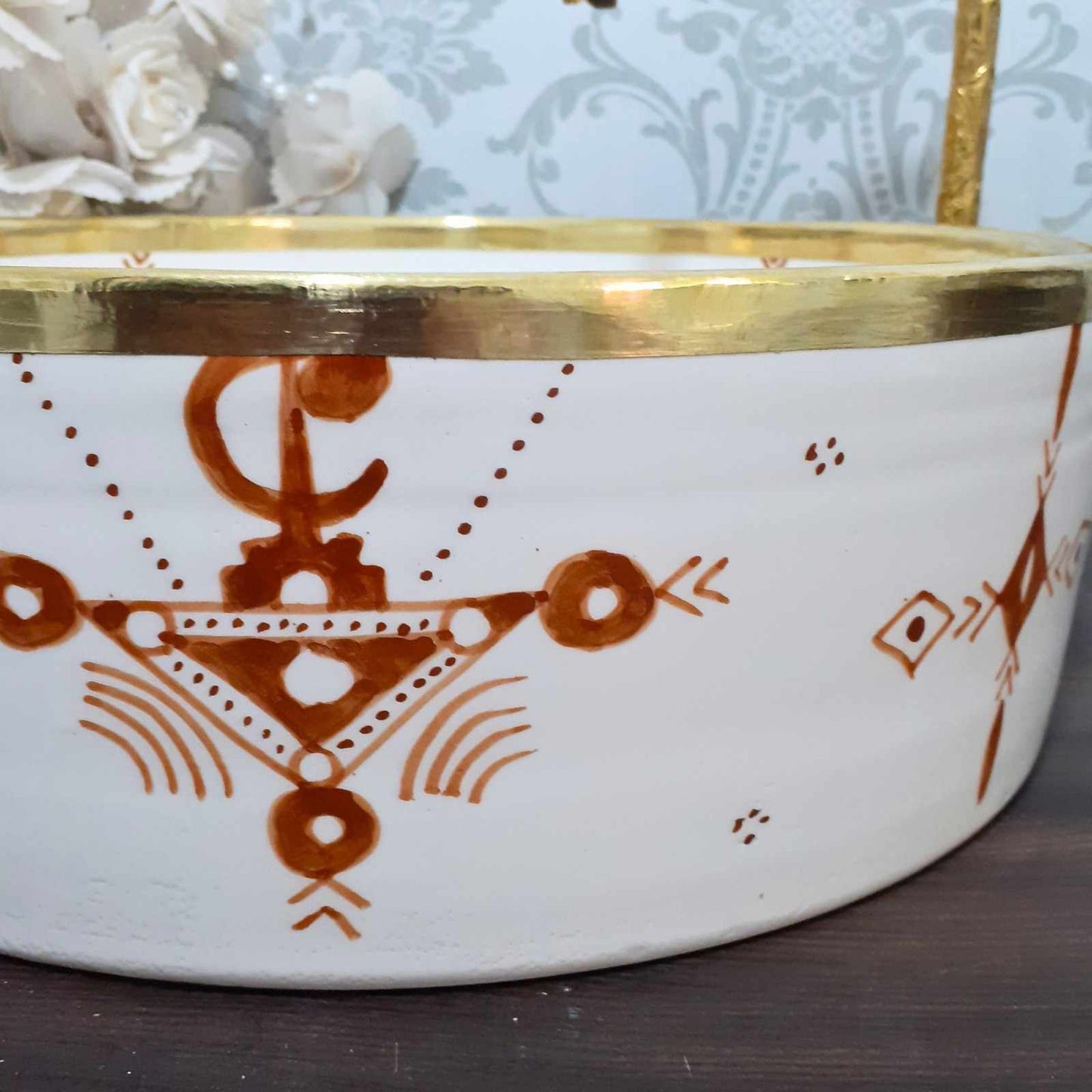 hand-painted ceramic vessel basin