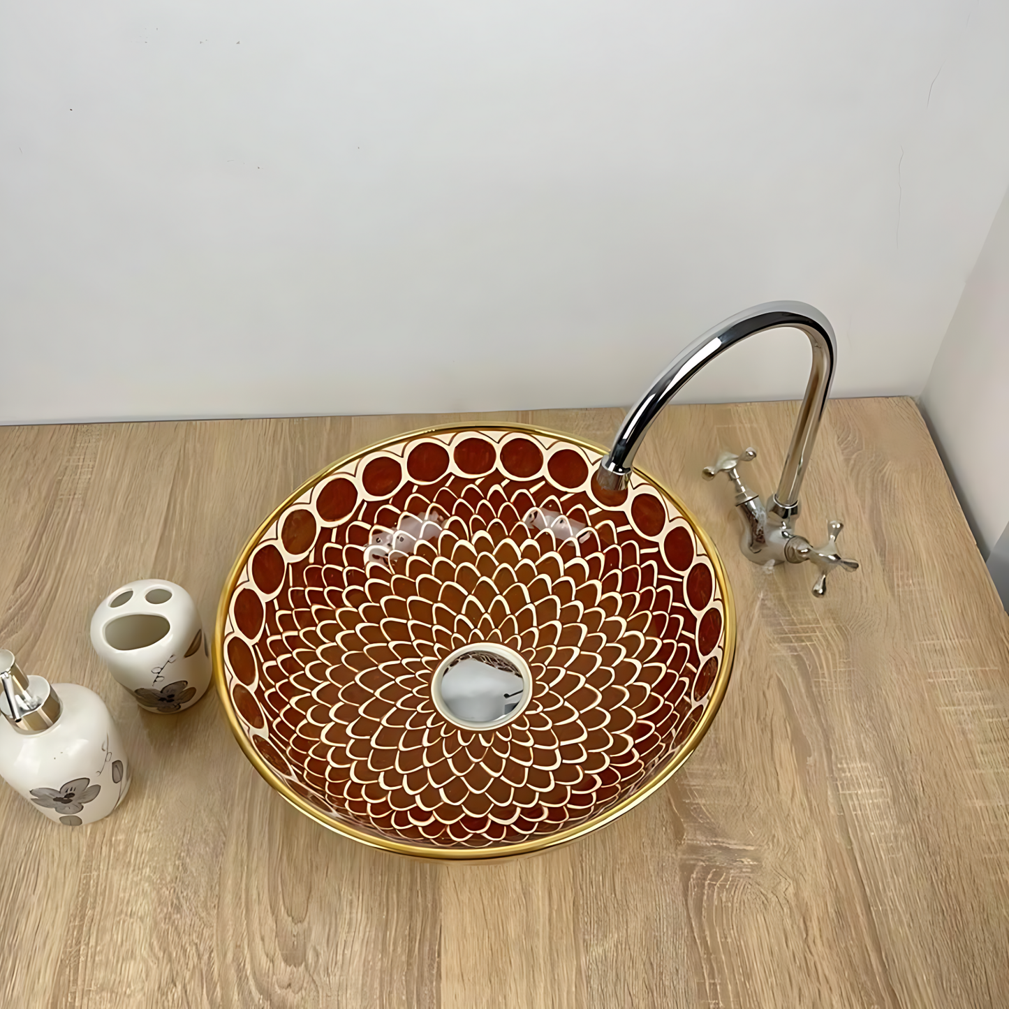 Vasque marocain avec rebord en laiton - vasque de salle de bain